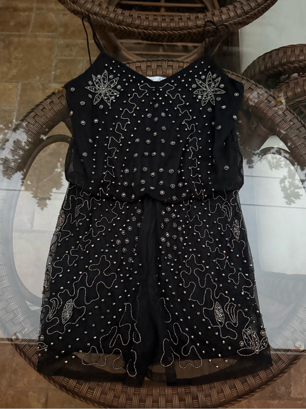 Black Embellished Romper